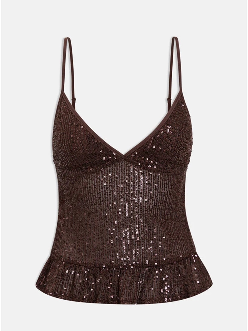 Brown Sequin Crop Top